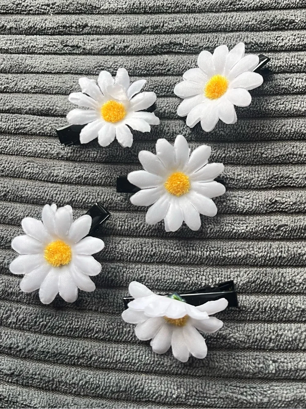 White Daisy Hair Clips with Yellow Centers